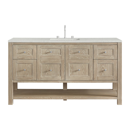 James Martin Vanities Breckenridge 60" Whitewashed Oak Single Vanity With 3cm Lime Delight Quartz Top