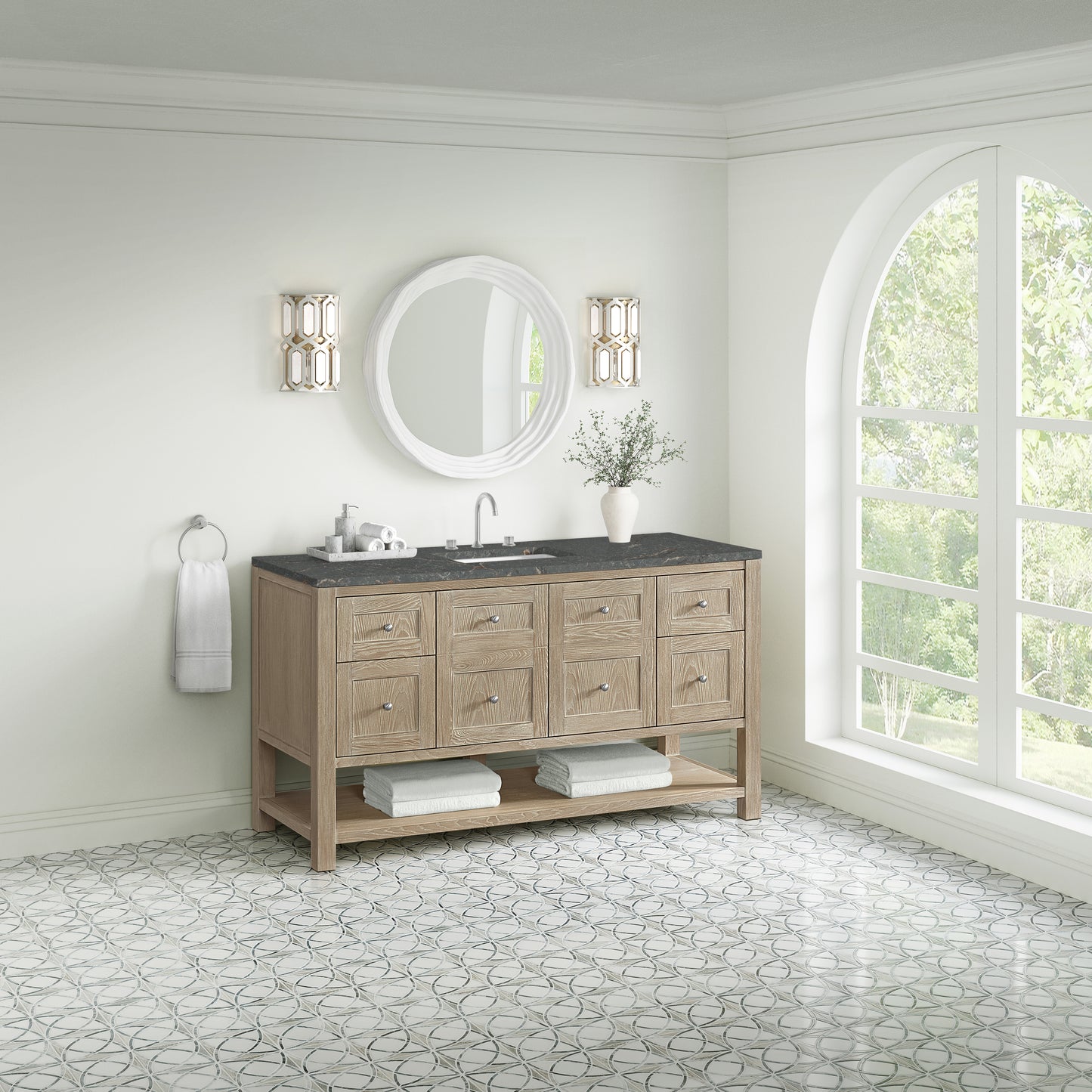 James Martin Vanities Breckenridge 60" Whitewashed Oak Single Vanity With 3cm Parisien Bleu Top