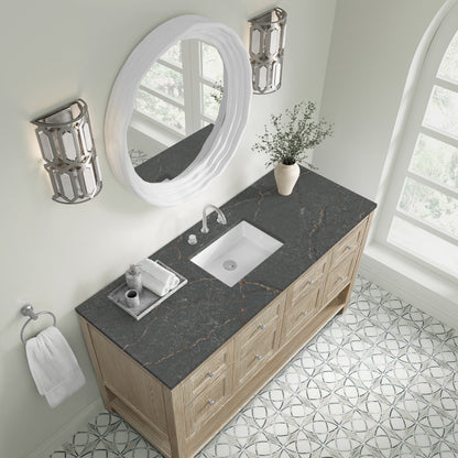 James Martin Vanities Breckenridge 60" Whitewashed Oak Single Vanity With 3cm Parisien Bleu Top