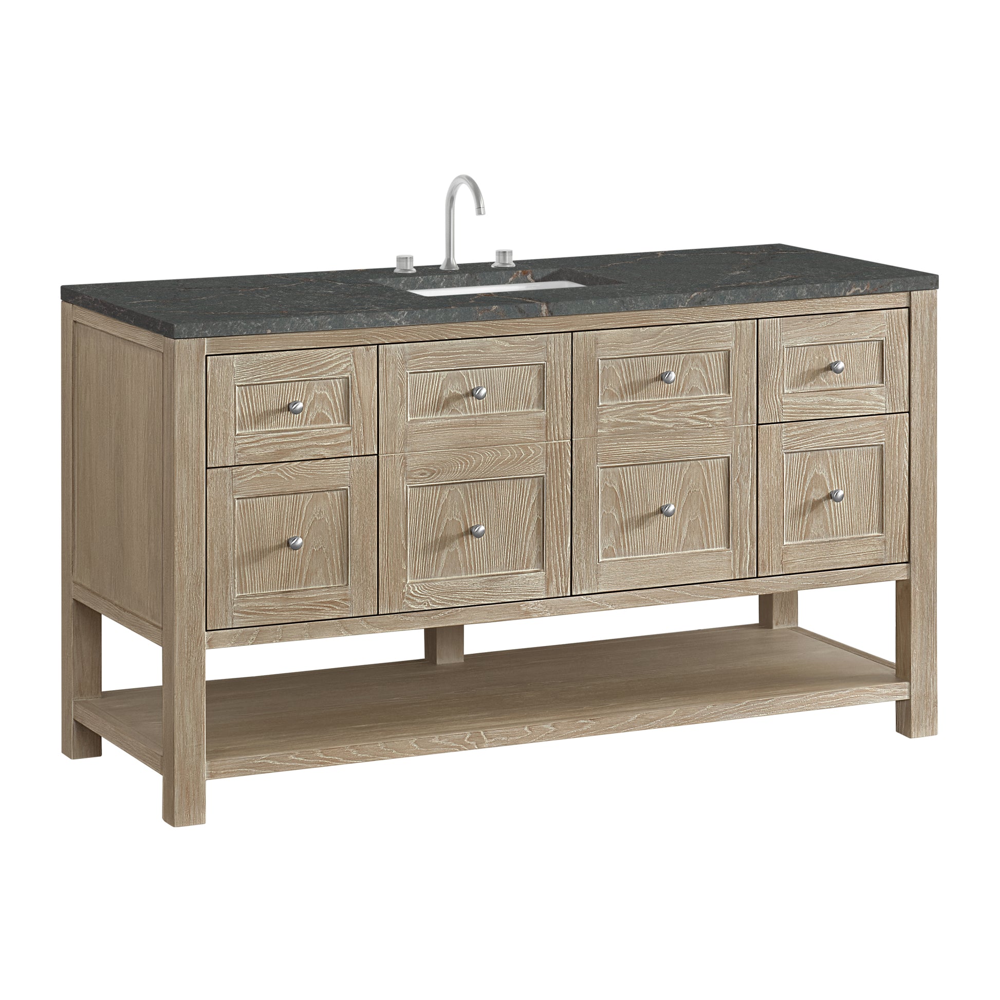 James Martin Vanities Breckenridge 60" Whitewashed Oak Single Vanity With 3cm Parisien Bleu Top