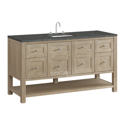 James Martin Vanities Breckenridge 60" Whitewashed Oak Single Vanity With 3cm Parisien Bleu Top