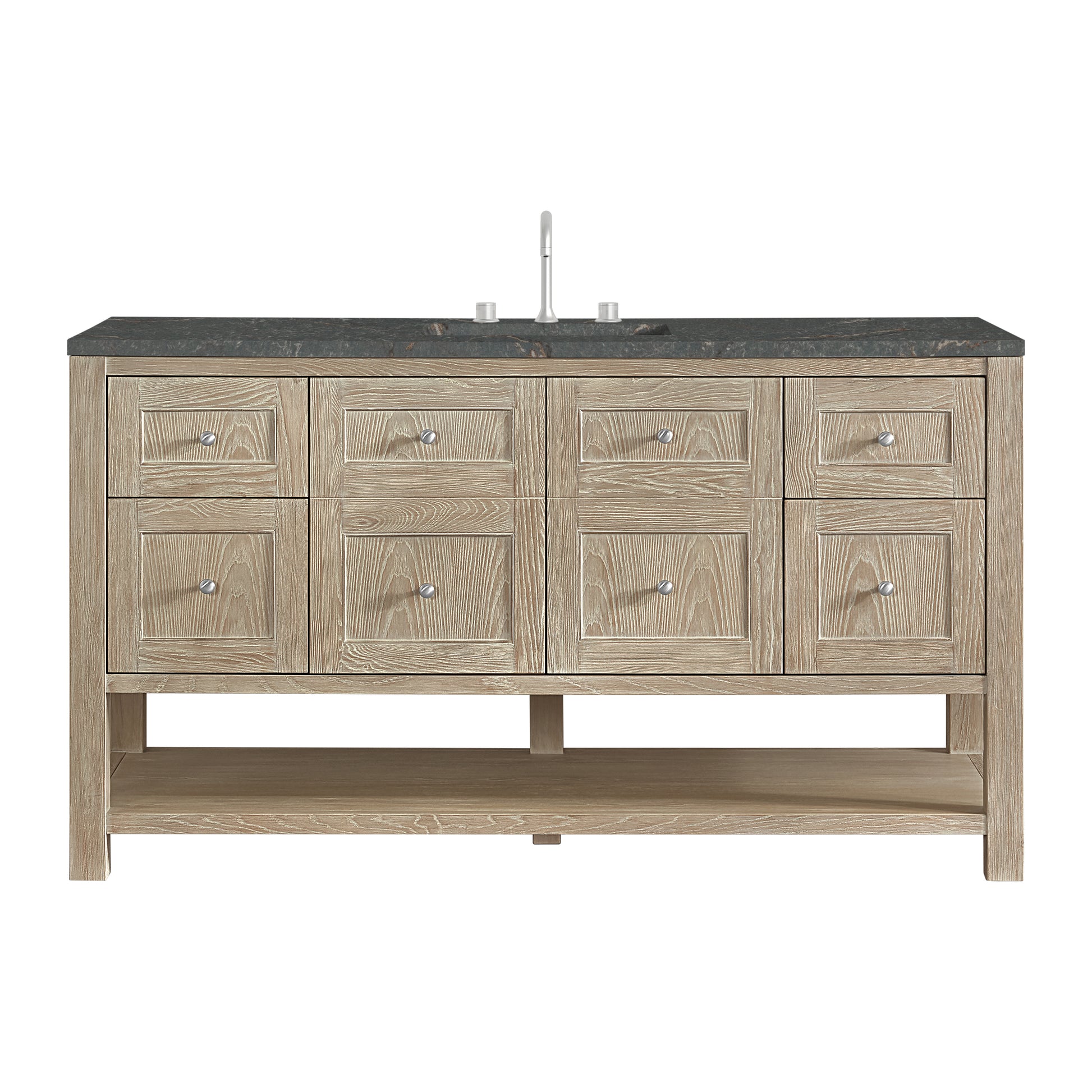 James Martin Vanities Breckenridge 60" Whitewashed Oak Single Vanity With 3cm Parisien Bleu Top With FreePower Wireless Charger