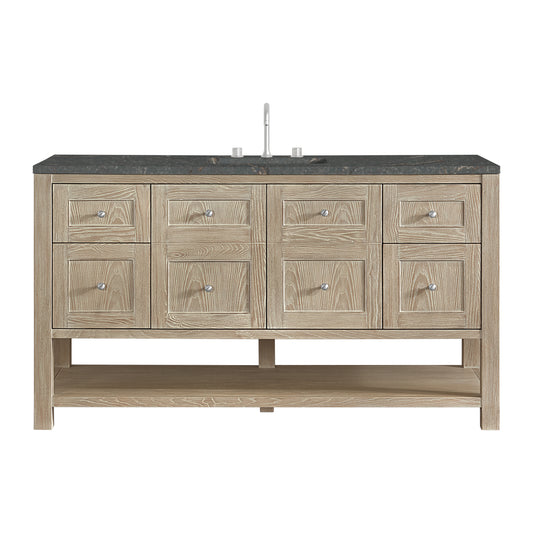 James Martin Vanities Breckenridge 60" Whitewashed Oak Single Vanity With 3cm Parisien Bleu Top