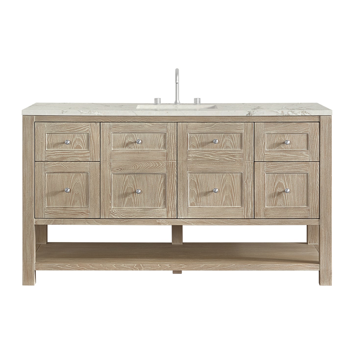 James Martin Vanities Breckenridge 60" Whitewashed Oak Single Vanity With 3cm Victorian Silver Quartz Top