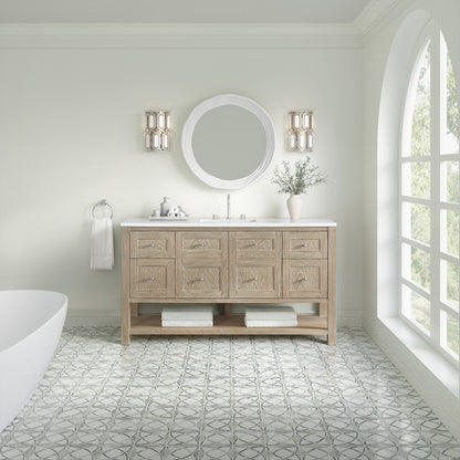 James Martin Vanities Breckenridge 60" Whitewashed Oak Single Vanity With 3cm White Zeus Quartz Top