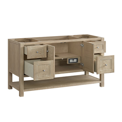 James Martin Vanities Breckenridge 60" Whitewashed Oak Single Vanity With 3cm White Zeus Quartz Top