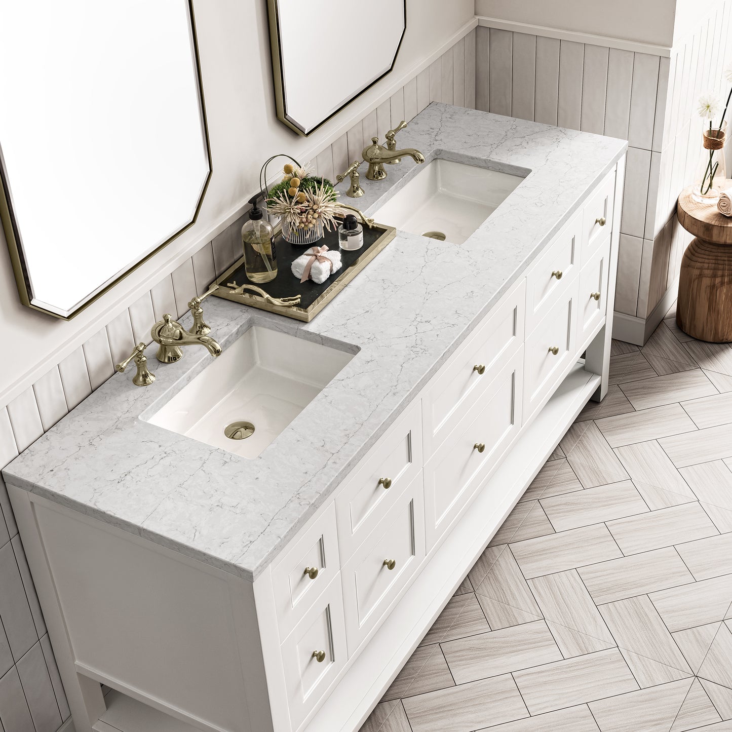 James Martin Vanities Breckenridge 72" Bright White Double Vanity Base Only