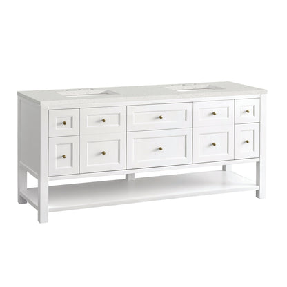 James Martin Vanities Breckenridge 72" Bright White Double Vanity With 3 cm Lime Delight Top