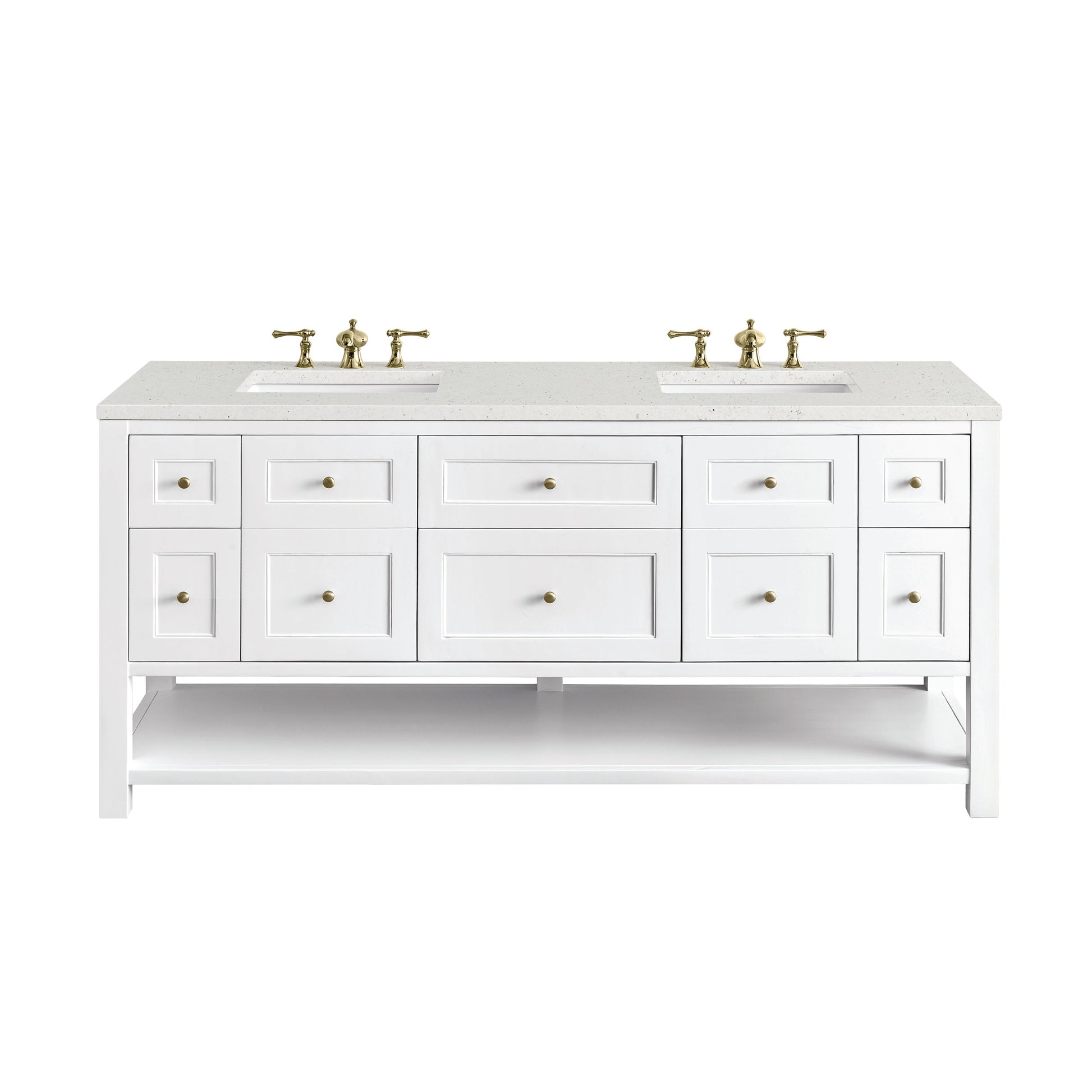 James Martin Vanities Breckenridge 72" Bright White Double Vanity With 3 cm Lime Delight Top