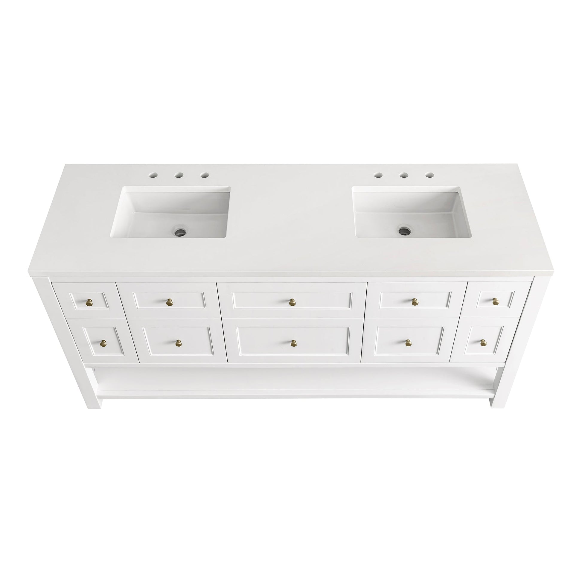 James Martin Vanities Breckenridge 72" Bright White Double Vanity With 3 cm White Zeus Top