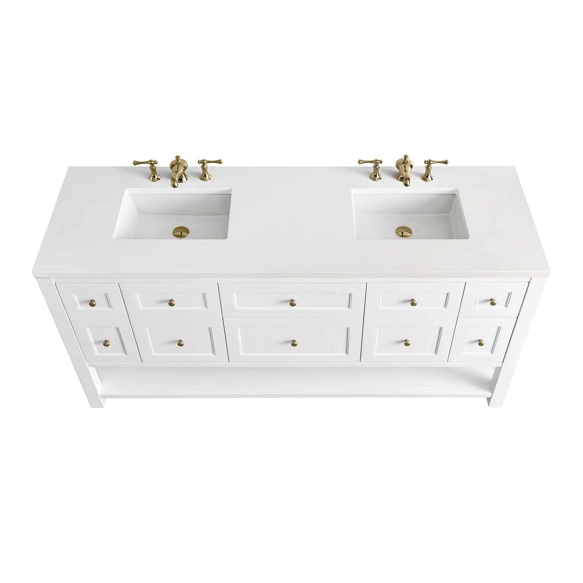 James Martin Vanities Breckenridge 72" Bright White Double Vanity With 3 cm White Zeus Top