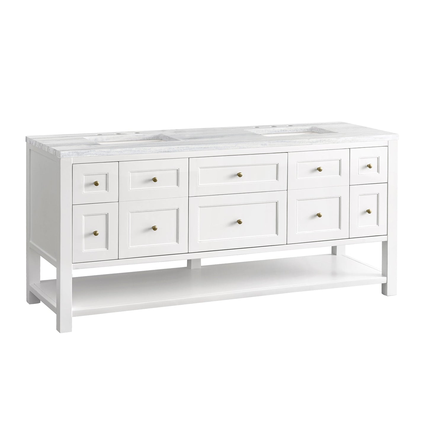 James Martin Vanities Breckenridge 72" Bright White Double Vanity With 3cm Arctic Fall Top