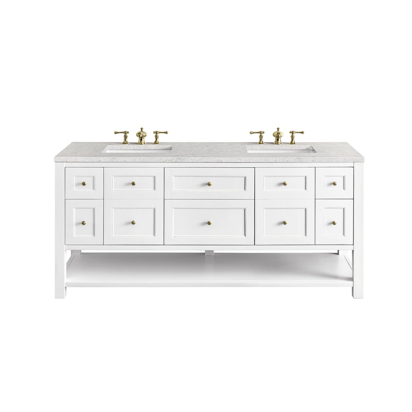 James Martin Vanities Breckenridge 72" Bright White Double Vanity With 3cm Eternal Jasmine Pearl Top