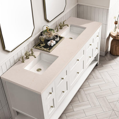 James Martin Vanities Breckenridge 72" Bright White Double Vanity With 3cm Eternal Marfil Top