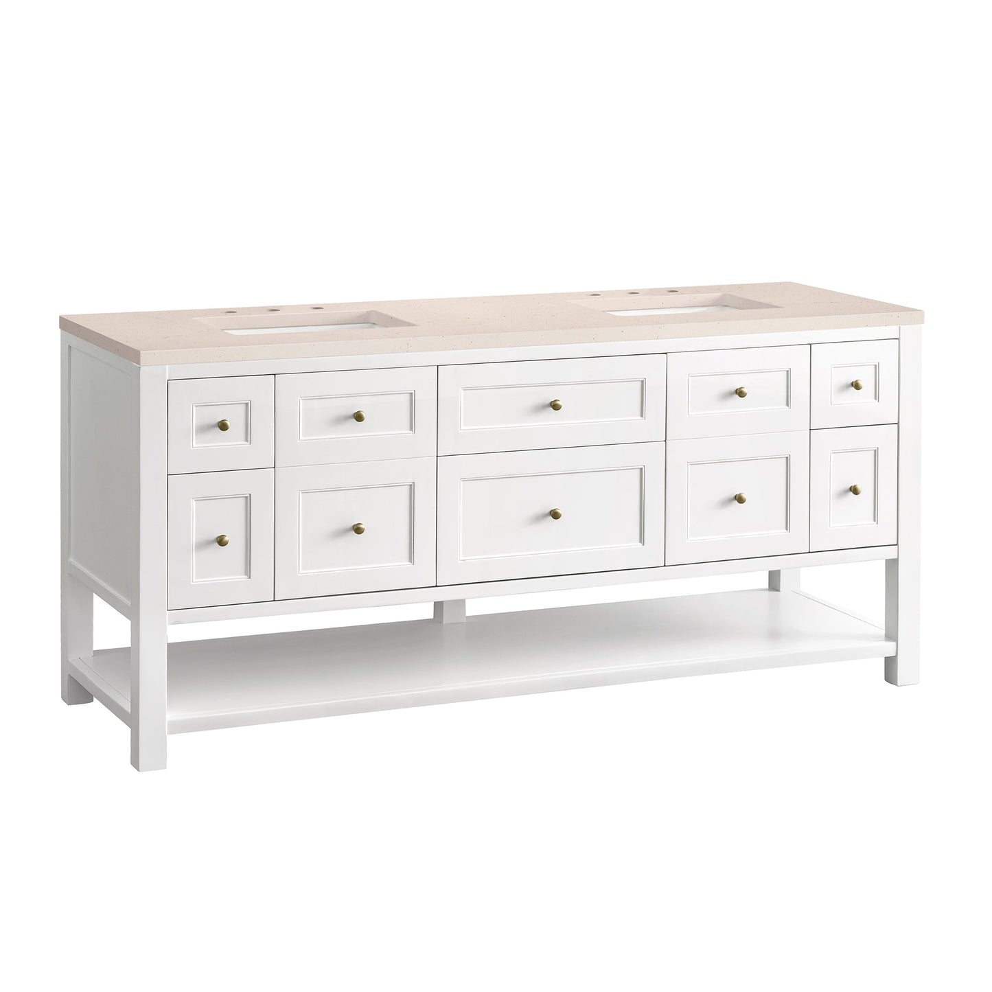 James Martin Vanities Breckenridge 72" Bright White Double Vanity With 3cm Eternal Marfil Top