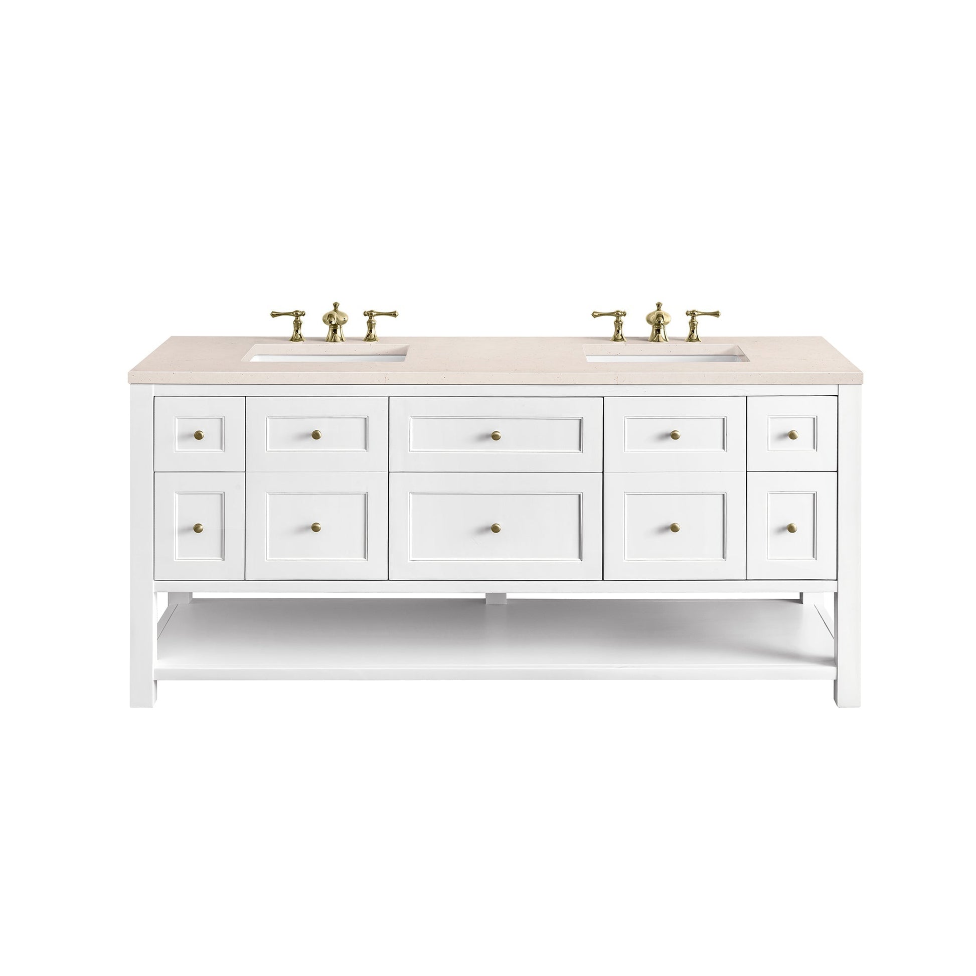 James Martin Vanities Breckenridge 72" Bright White Double Vanity With 3cm Eternal Marfil Top