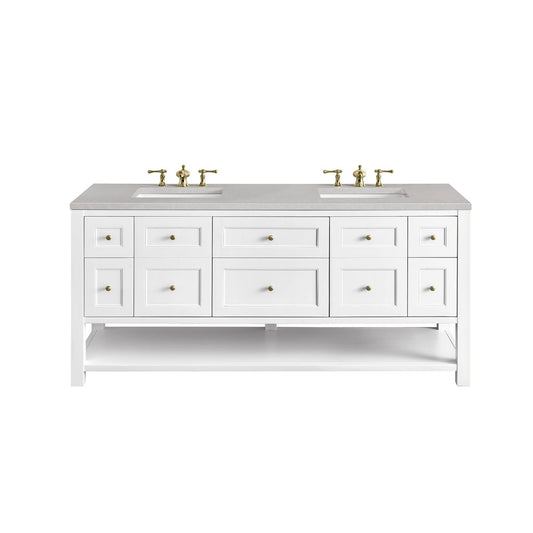 James Martin Vanities Breckenridge 72" Bright White Double Vanity With 3cm Eternal Serena Top