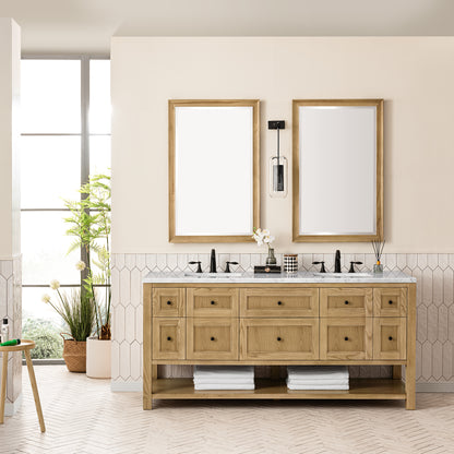 James Martin Vanities Breckenridge 72" Light Natural Oak Double Vanity With 3 cm Eternal Jasmine Pearl Top and FreePower Wireless Charger