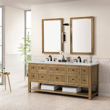 James Martin Vanities Breckenridge 72" Light Natural Oak Double Vanity With 3 cm Lime Delight Top