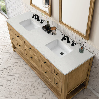 James Martin Vanities Breckenridge 72" Light Natural Oak Double Vanity With 3 cm Lime Delight Top