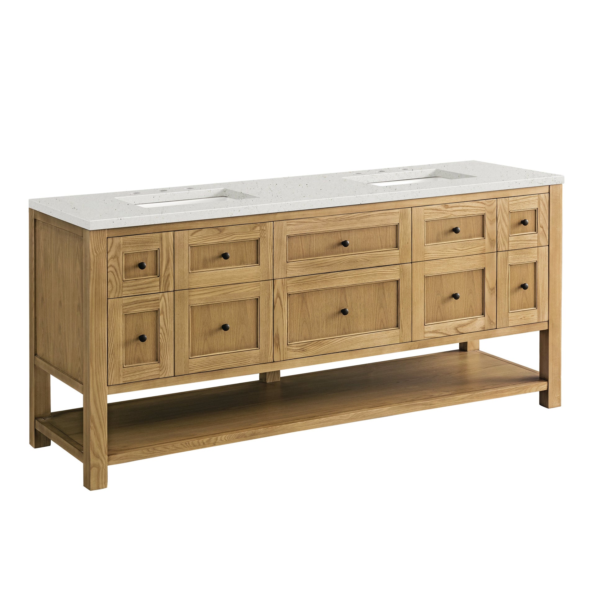 James Martin Vanities Breckenridge 72" Light Natural Oak Double Vanity With 3 cm Lime Delight Top