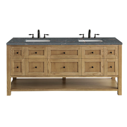 James Martin Vanities Breckenridge 72" Light Natural Oak Double Vanity With 3 cm Parisien Bleu Top and FreePower Wireless Charger