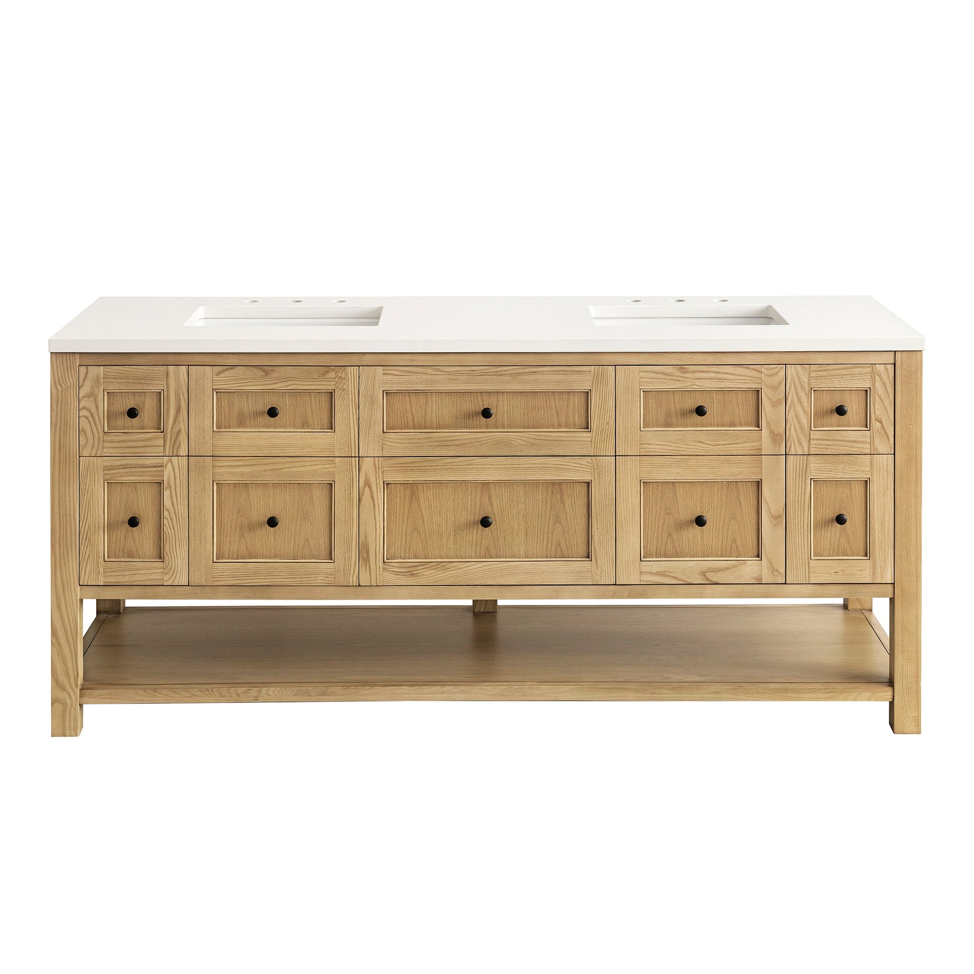 James Martin Vanities Breckenridge 72" Light Natural Oak Double Vanity With 3 cm White Zeus Top