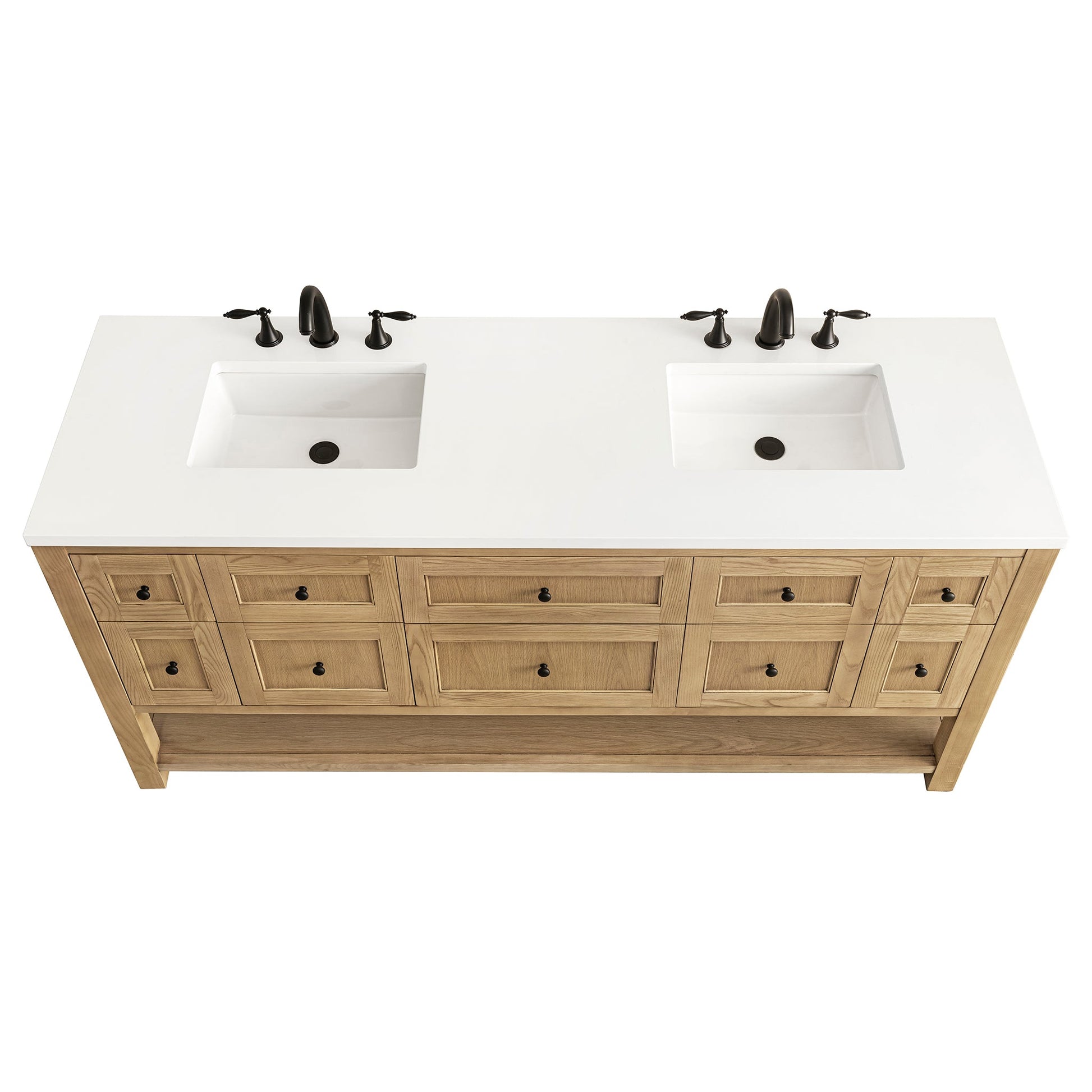 James Martin Vanities Breckenridge 72" Light Natural Oak Double Vanity With 3 cm White Zeus Top