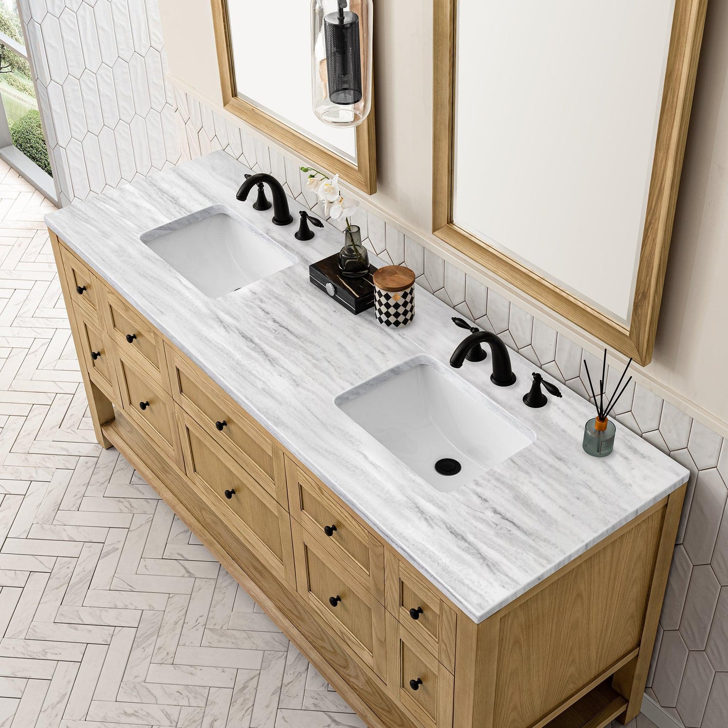 James Martin Vanities Breckenridge 72" Light Natural Oak Double Vanity With 3cm Arctic Fall Top