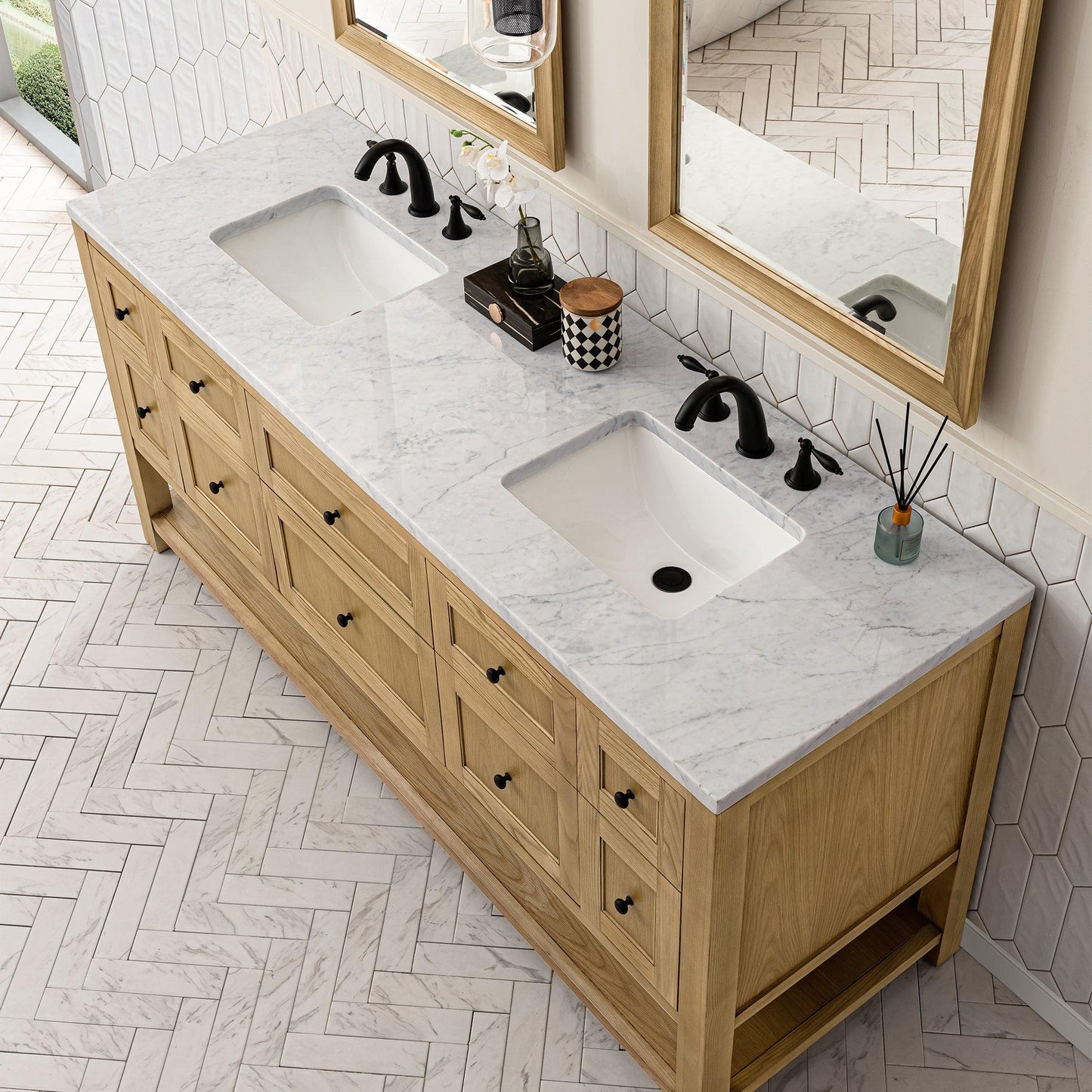 James Martin Vanities Breckenridge 72" Light Natural Oak Double Vanity With 3cm Arctic Fall Top