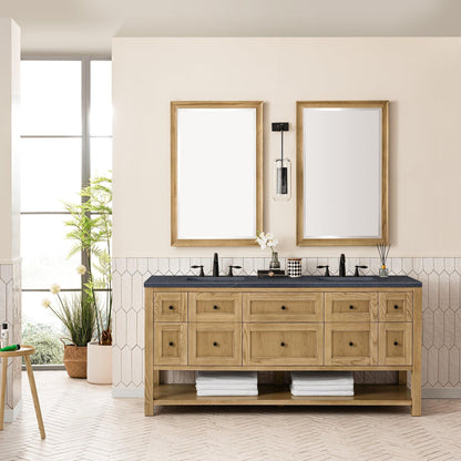 James Martin Vanities Breckenridge 72" Light Natural Oak Double Vanity With 3cm Charcoal Soapstone Top