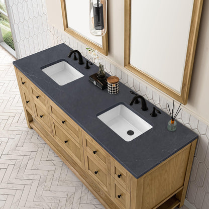 James Martin Vanities Breckenridge 72" Light Natural Oak Double Vanity With 3cm Charcoal Soapstone Top