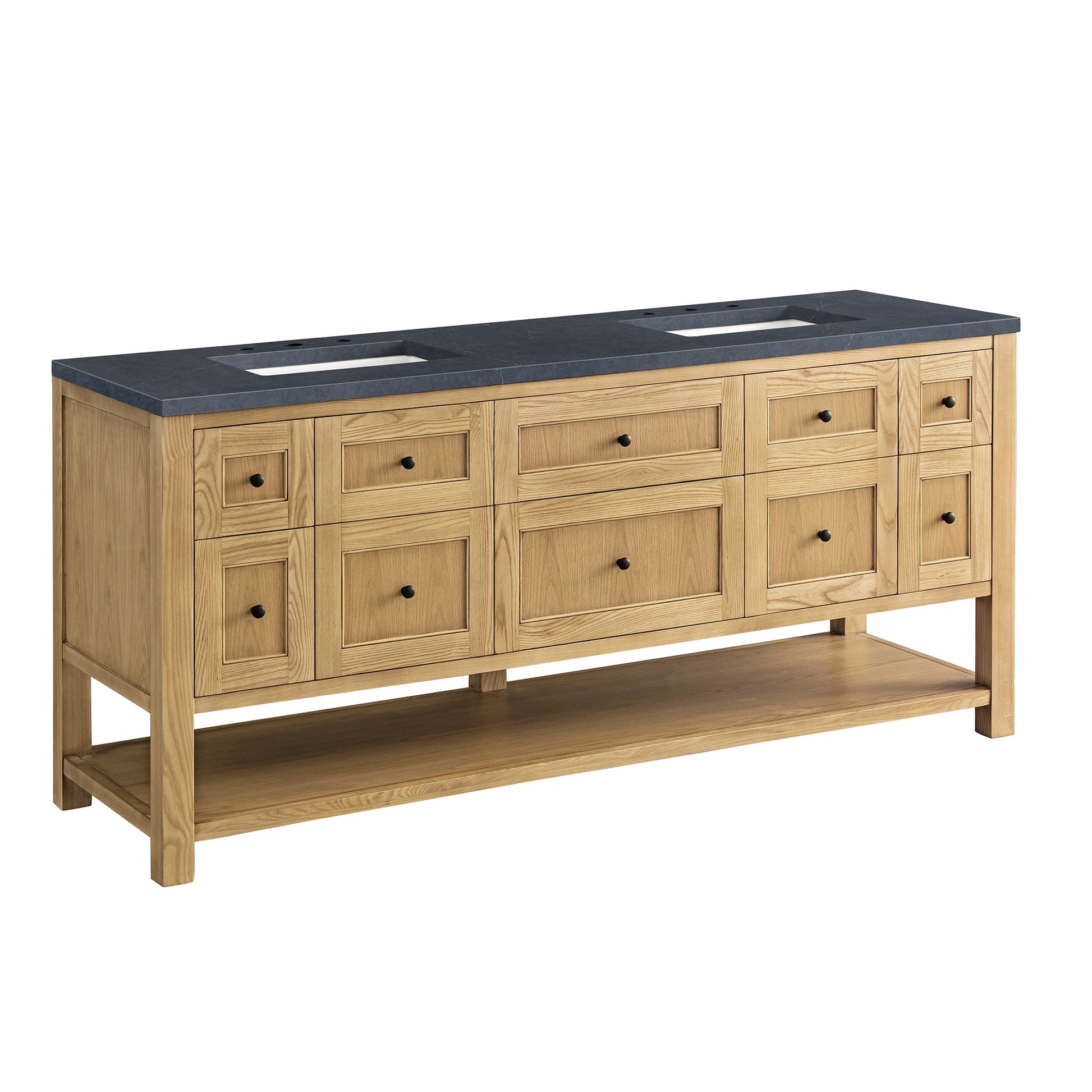 James Martin Vanities Breckenridge 72" Light Natural Oak Double Vanity With 3cm Charcoal Soapstone Top