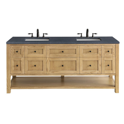 James Martin Vanities Breckenridge 72" Light Natural Oak Double Vanity With 3cm Charcoal Soapstone Top