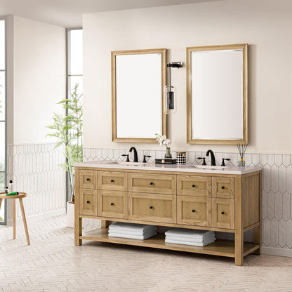 James Martin Vanities Breckenridge 72" Light Natural Oak Double Vanity With 3cm Eternal Marfil Top