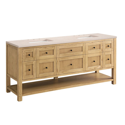 James Martin Vanities Breckenridge 72" Light Natural Oak Double Vanity With 3cm Eternal Marfil Top