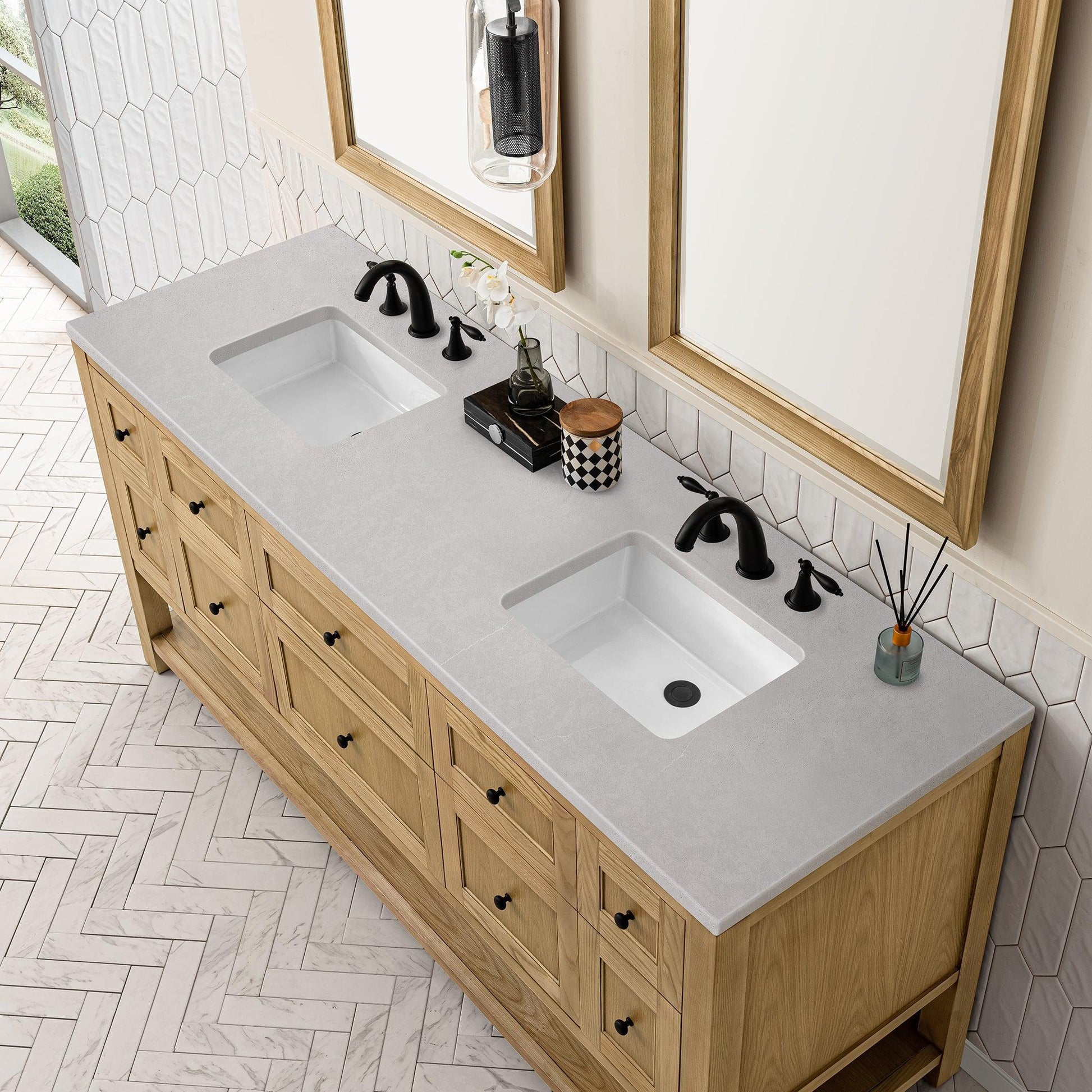 James Martin Vanities Breckenridge 72" Light Natural Oak Double Vanity With 3cm Eternal Serena Top