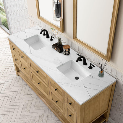 James Martin Vanities Breckenridge 72" Light Natural Oak Double Vanity With 3cm Ethereal Noctis Top