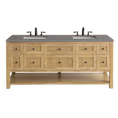 James Martin Vanities Breckenridge 72" Light Natural Oak Double Vanity With 3cm Grey Expo Top