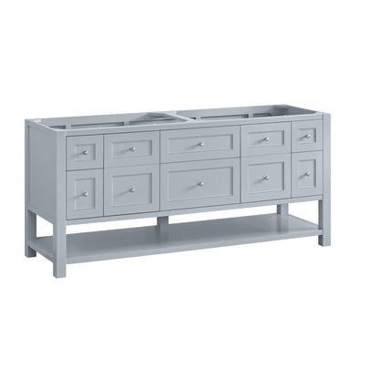 James Martin Vanities Breckenridge 72" Serenity Blue Double Vanity With 3 cm Eternal Jasmine Pearl Quartz Top and FreePower Wireless Charger
