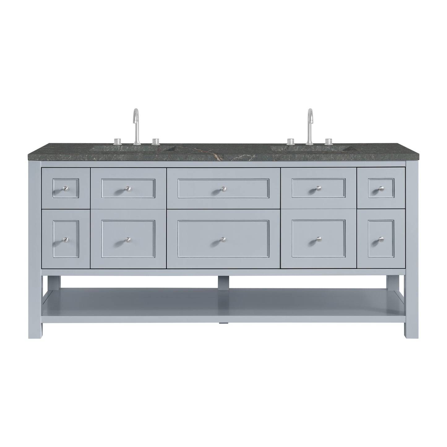 James Martin Vanities Breckenridge 72" Serenity Blue Double Vanity With 3 cm Parisien Bleu Top and FreePower Wireless Charger