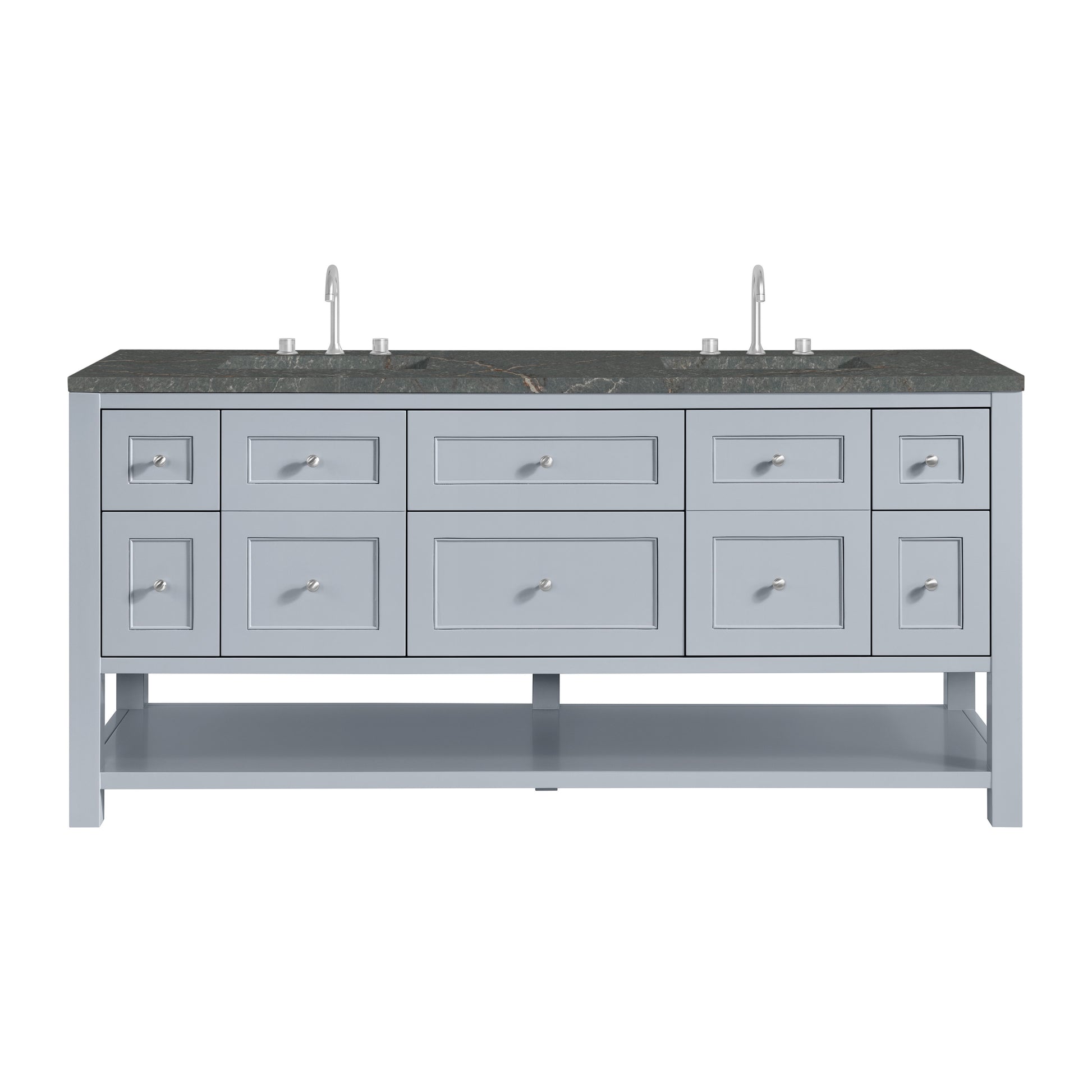 James Martin Vanities Breckenridge 72" Serenity Blue Double Vanity With 3 cm Parisien Bleu Top and FreePower Wireless Charger