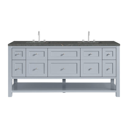 James Martin Vanities Breckenridge 72" Serenity Blue Double Vanity With 3 cm Parisien Bleu Top and FreePower Wireless Charger