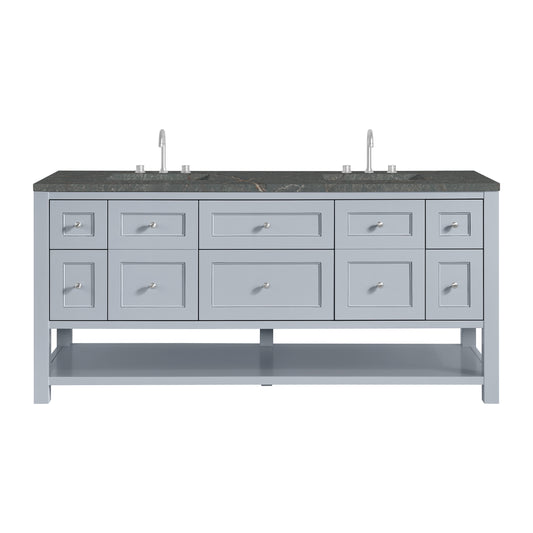 James Martin Vanities Breckenridge 72" Serenity Blue Double Vanity With 3 cm Parisien Bleu Top and FreePower Wireless Charger