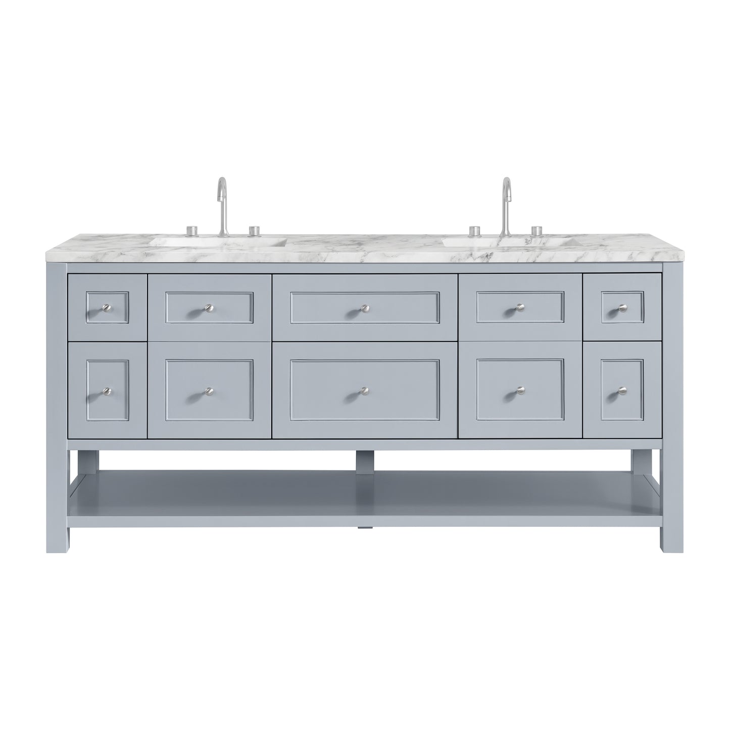 James Martin Vanities Breckenridge 72" Serenity Blue Double Vanity With 3cm Carrara Marble Top