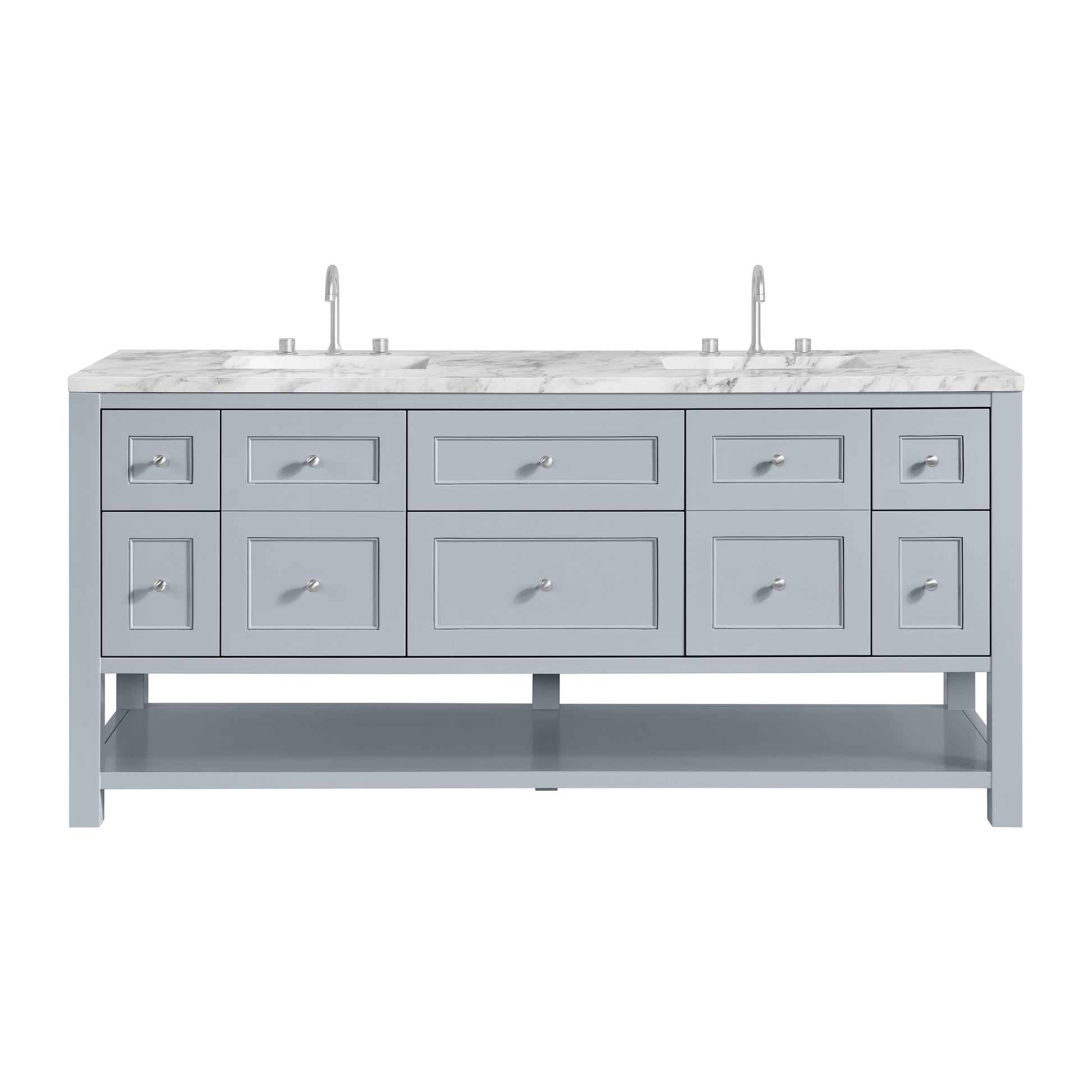 James Martin Vanities Breckenridge 72" Serenity Blue Double Vanity With 3cm Carrara Marble Top
