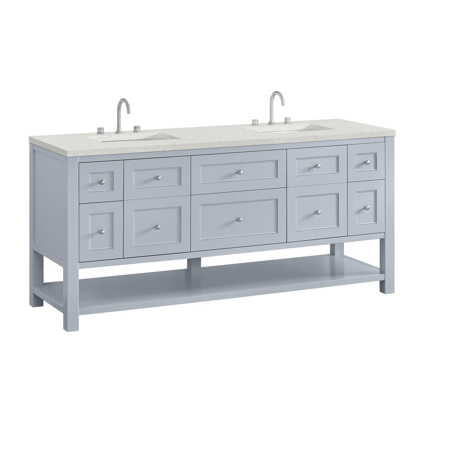James Martin Vanities Breckenridge 72" Serenity Blue Double Vanity With 3cm Lime Delight Quartz Top