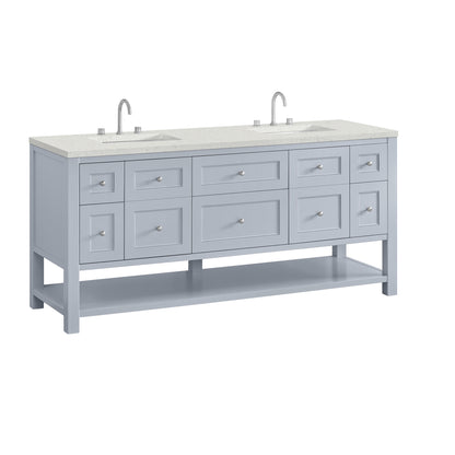James Martin Vanities Breckenridge 72" Serenity Blue Double Vanity With 3cm Lime Delight Quartz Top