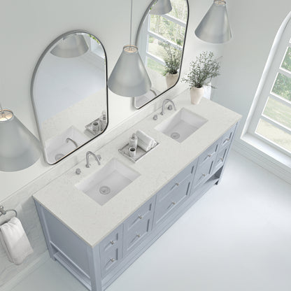 James Martin Vanities Breckenridge 72" Serenity Blue Double Vanity With 3cm Parisien Bleu Top