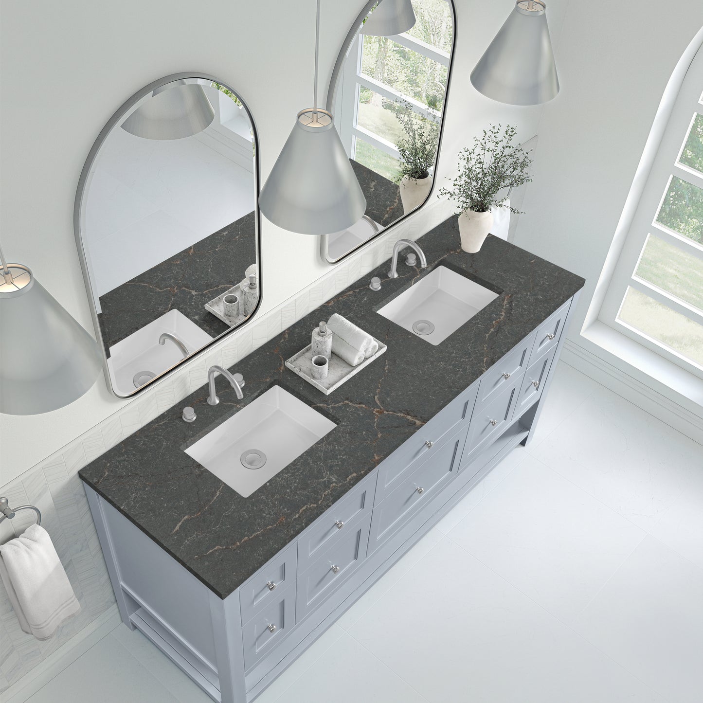 James Martin Vanities Breckenridge 72" Serenity Blue Double Vanity With 3cm Parisien Bleu Top